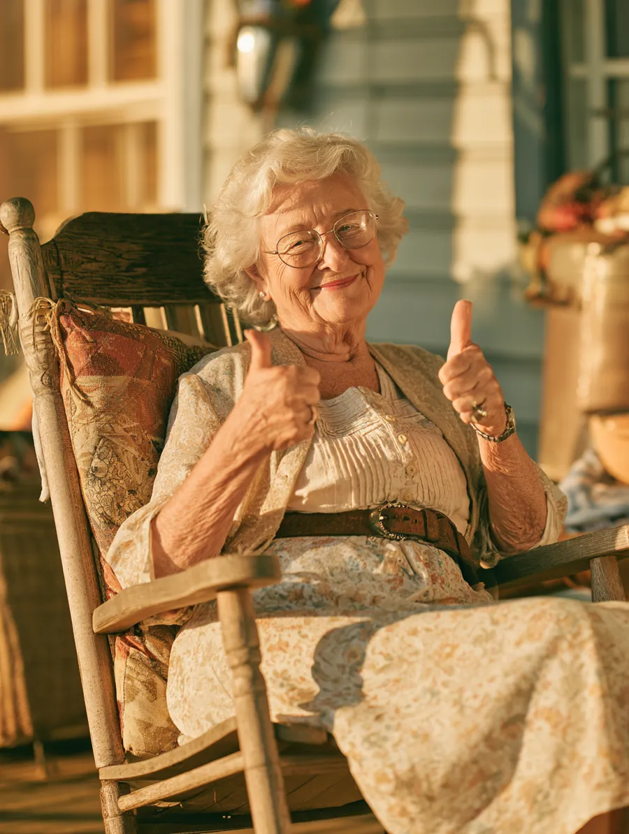 New resident giving a relieved thumbs-up on the porch after a well-budgeted move